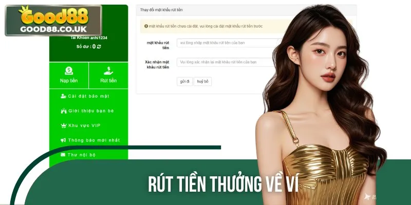 Rút tiền thưởng về ví ngân hàng dễ dàng, xử lý nhanh